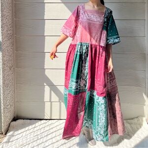 Handmade Earthy Bandana Dress SKU 06156 "Blush Rose Entwined"